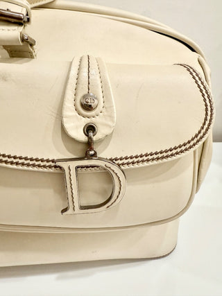 Christian Dior Leather Large Detective Gaucho Saddle Handbag Cream