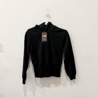 Balenciaga Long Sleeve Sporty B Tuck-in Crop Hoodie Washed Black Women's Small