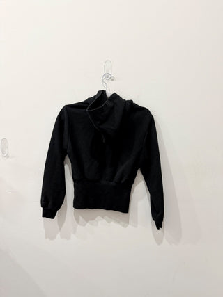 Balenciaga Long Sleeve Sporty B Tuck-in Crop Hoodie Washed Black Women's Small