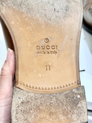 Gucci Leather Brogue Detail Lace Up Derby Formal Dress Brown Men's Size 11