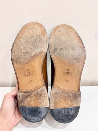 Gucci Leather Brogue Detail Lace Up Derby Formal Dress Brown Men's Size 11