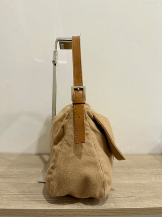 Fendi vintage wool leather trim baguette bag