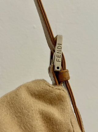 Fendi vintage wool leather trim baguette bag