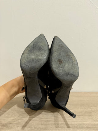 Valentino Garavani Suede Rockstud Stiletto Ankle Booties Black Women's EU 37