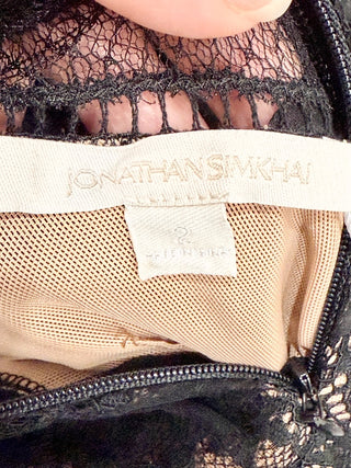 Jonathan Simkhai Mixed Lace Mockneck Mini Dress Lined Black Women's Size 2 (XS)