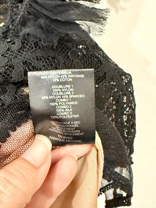 Jonathan Simkhai Mixed Lace Mockneck Mini Dress Lined Black Women's Size 2 (XS)