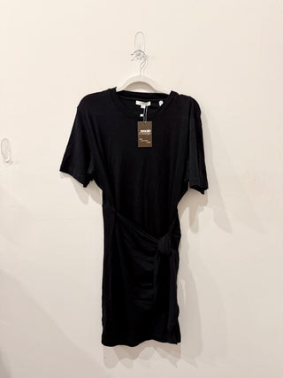 Vince jersey shirt dress midi with tie, L