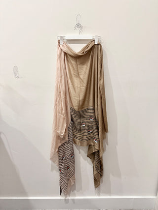 Anthropologie large evil eye embroidery scarf