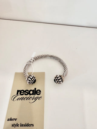 Tribal Sterling Silver Twist Black Onyx Cable Cuff Bracelet Women's