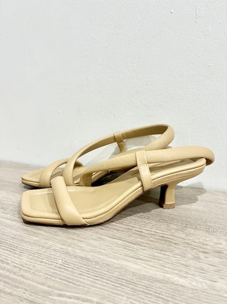 Vince Coline Tubular Leather Slingback Heeled Sandals Tan Nude Womens Size US 7