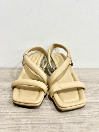 Vince Coline Tubular Leather Slingback Heeled Sandals Tan Nude Womens Size US 7