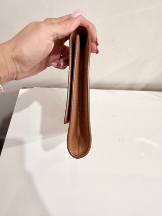 Yves Saint Laurent Textured Patent Leather Large Belle du Jour Clutch Bag Beige