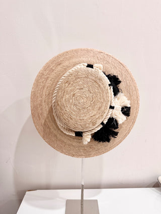 Naples Palm Woven Sun Hat Leaves Macrame Band Women's Large