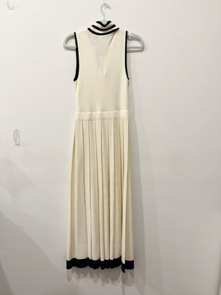 Alexis Cielo Colorblock Sleeveless Pleated Polo A-Line Midi Dress White Women XS