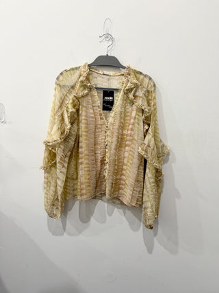 Alexis ruffle semi sheer blouse with slio, XS