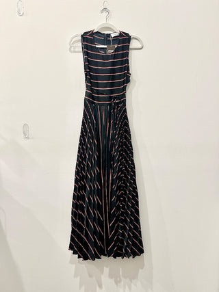 A.L.C. striped fit and flare pleated maxi dress, 0