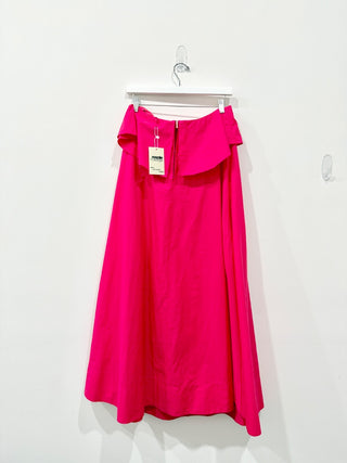 By Anthropologie Strapless Flounce A-Line Midi Dress Fuchsia Pink Women's Small