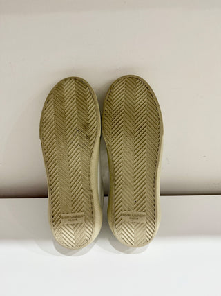 Saint Laurent SL/06 Court Classic Logo-Embroidered Leather Sneakers White EU 39