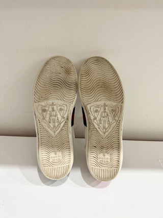 Gucci Leather Python Embossed Leather Ace Bee Low Top Sneakers White Women EU 39