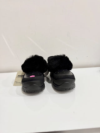 Stella McCartney Trace May Alter Croc Faux Fur Clog Shoes Black Women's Size 38