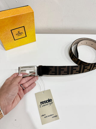 Fendi Tobacco Zucca Canvas FF Buckle Belt Women's Medium