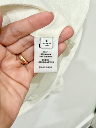 Lini Peak Lapel Linen-Blend Single Breasted Blazer Jacket White Women's Size 8