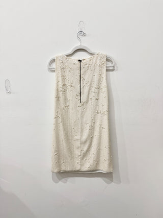 Alice + Olivia Elliott Embellish Beaded Sequin Mini Shift Dress Cream Womens' 4
