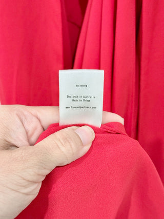 Fame And Partners Belted Layered Cape Maxi Wrap Dress Bright Red Women's Size 2
