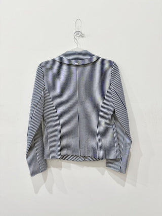 NWT St. John Seersucker Striped Single Breasted Blazer Midnight White Women's 4