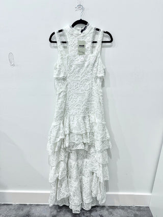 Alexis sleeveless lace high low hem maxi dress, XL