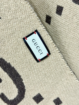 Gucci Oversized Reversible GG Tartan Fringe Trim Wool Cape Brown Unisex One Size