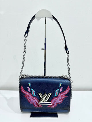 Louis Vuitton Blue Nuit Epi Leather Sequin Flames Twist MM Bag Limited Edition