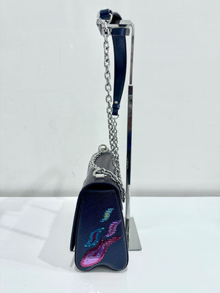 Louis Vuitton Blue Nuit Epi Leather Sequin Flames Twist MM Bag Limited Edition