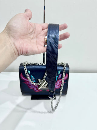 Louis Vuitton Blue Nuit Epi Leather Sequin Flames Twist MM Bag Limited Edition