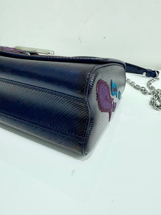 Louis Vuitton Blue Nuit Epi Leather Sequin Flames Twist MM Bag Limited Edition