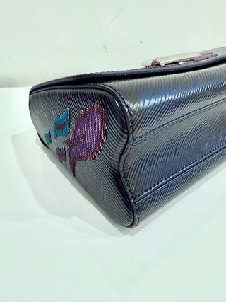 Louis Vuitton Blue Nuit Epi Leather Sequin Flames Twist MM Bag Limited Edition