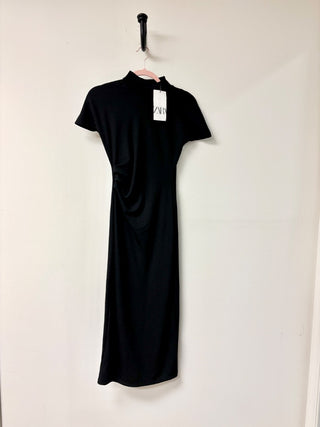 Zara black midi dress NWT high neck, S