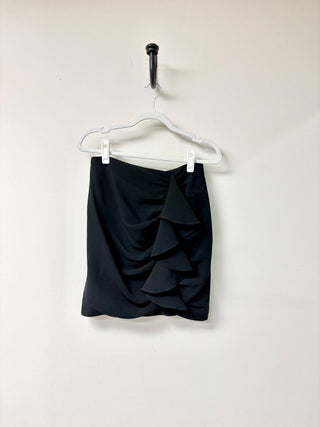Cinq à Sept Suri Gathered Ruffle Cascade Pencil Mini Skirt Black Women's Size 6