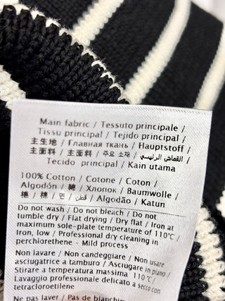 Red Valentino Ruffled Hem Ribbed-Knit Sweater Striped Black Women's Size Medium