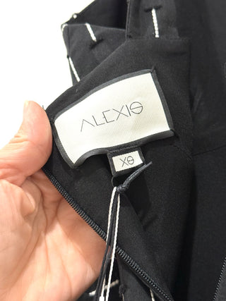 NWT Alexis Symphony Tie-Shoulder Flared-hem Maxi Dress Black/White Women Size XS