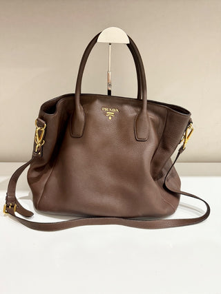 Prada large shopper leather bag with strap