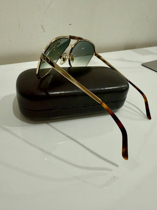 Gucci GG 2206/S J5G44 Gold Metal Frame Gradient Green Lens Aviatior Sunglasses