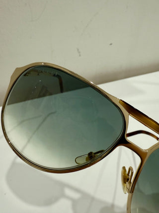 Gucci GG 2206/S J5G44 Gold Metal Frame Gradient Green Lens Aviatior Sunglasses