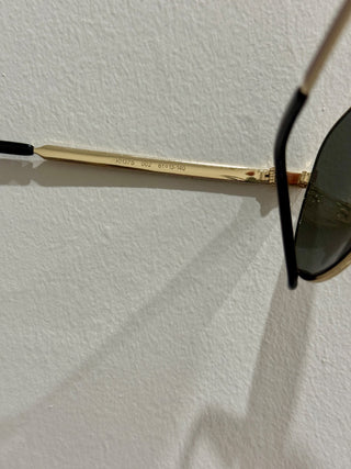 Gucci GG 0137S Gold Metal Frame Oversized Gray Lens Aviator Sunglasses
