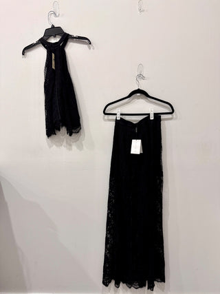 NWT Alexis Lucrenzia Set: Lace Sleeveless Tank & Long Skirt Black Womens Size XS