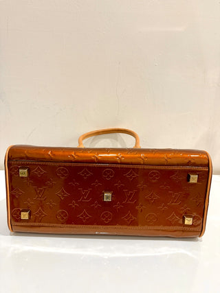 Louis Vuitton Tompkins Square Satchel Handbag Monogram Patent Leather Brown