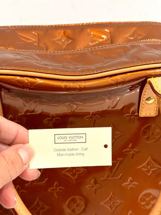 Louis Vuitton Tompkins Square Satchel Handbag Monogram Patent Leather Brown