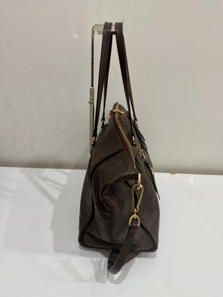 Louis Vuitton Embossed Leather Terre Monogram Empreinte Lumineuse PM Bag Brown