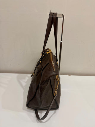 Louis Vuitton Embossed Leather Terre Monogram Empreinte Lumineuse PM Bag Brown