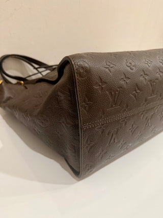 Louis Vuitton Embossed Leather Terre Monogram Empreinte Lumineuse PM Bag Brown